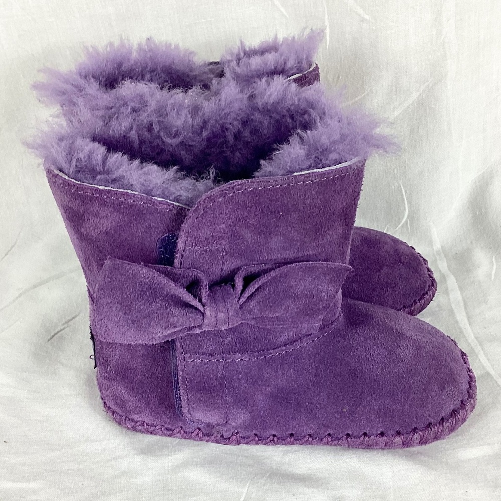 Ugg Suede Baby Toddler Hightop Boots Size 6 Faux Fur Purple